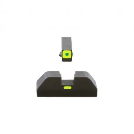 muszka tritium LumiGreen i szczerbinka Ameriglo GL-5614 na pistolecie Glock