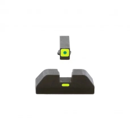muszka tritium LumiGreen i szczerbinka Ameriglo GL-5614 na pistolecie Glock