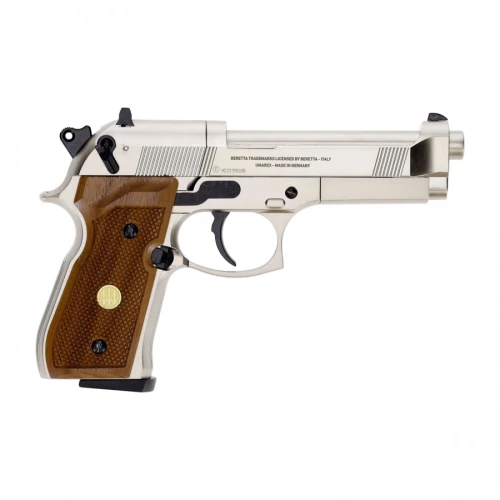 pistolet wiatrówka Beretta M92 FS nickel wood 4,5 mm widok z boku