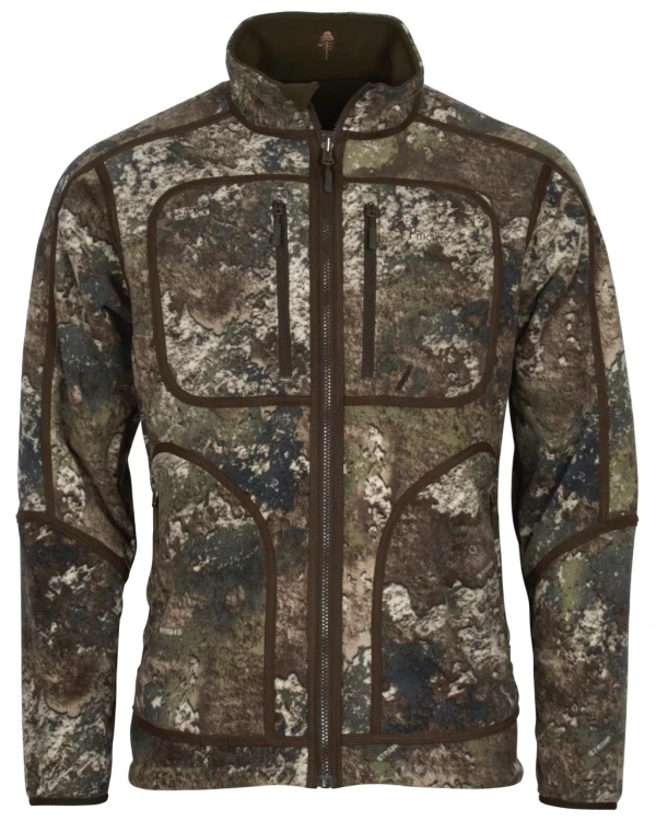 dwustronna kurtka polarowa Pinewood Furudal Camou  Hunting brown Strata widok z przodu