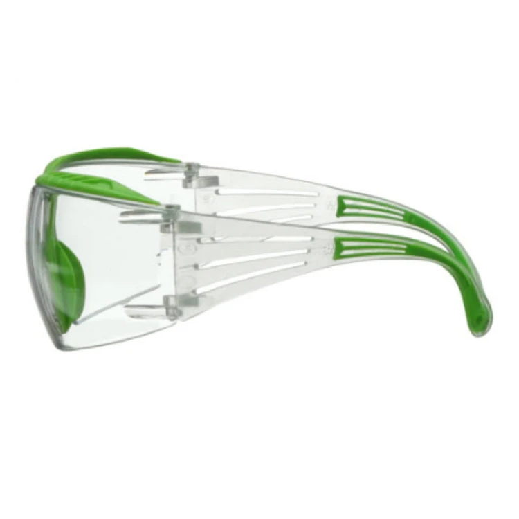 Okulary ochronne 400X – zielone akcenty ramki detal