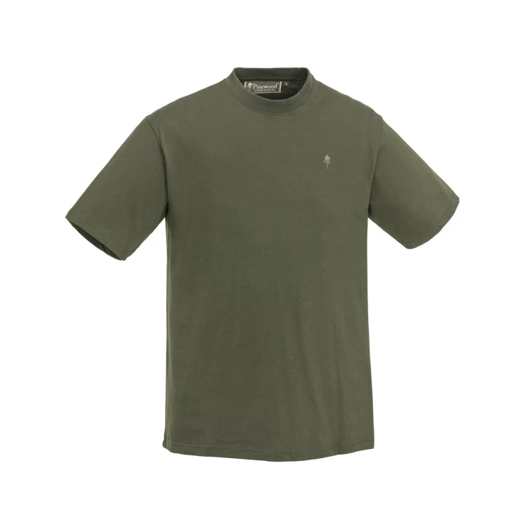 trzy koszulki Pinewood 5447 zielona brąz myśliwski khaki ułożone obok siebie