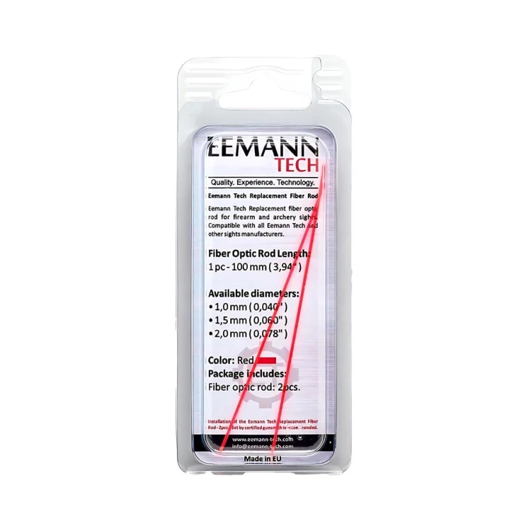 światłowód Eemann Tech 2 szt 1mm czerwony na białym tle