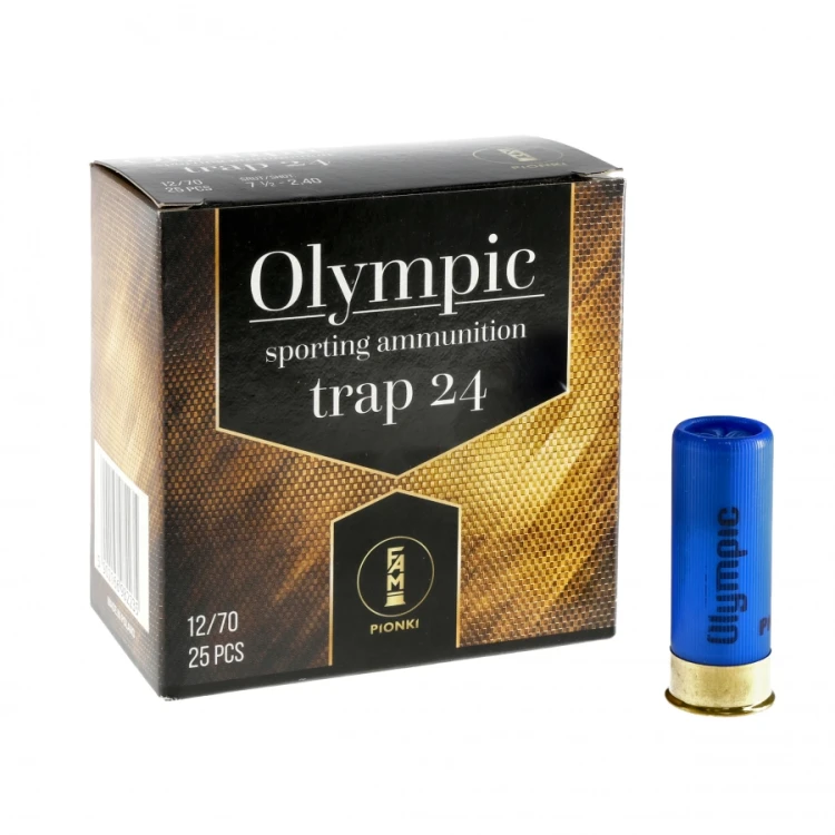 otwarta paczka amunicji 12/70 FAM Pion Olympic Trap 24g 7,5 na stole strzeleckim