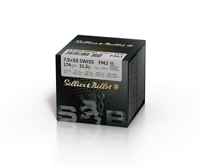 amunicja Sellier &amp; Bellot 7,5x55 Swiss FMJ 11,3 g pudełko 50 sztuk