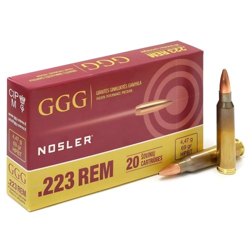amunicja 223 Rem GGG 69 gr Nosler HPBT GPR13 pudełko nabojów
