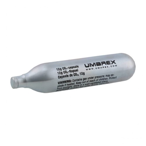 pojedyncza kapsuła CO2 Umarex 12 g na białym tle