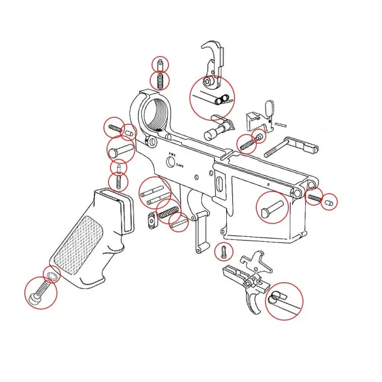 AR15 Lower Set – zestaw części do składania platformy AR15