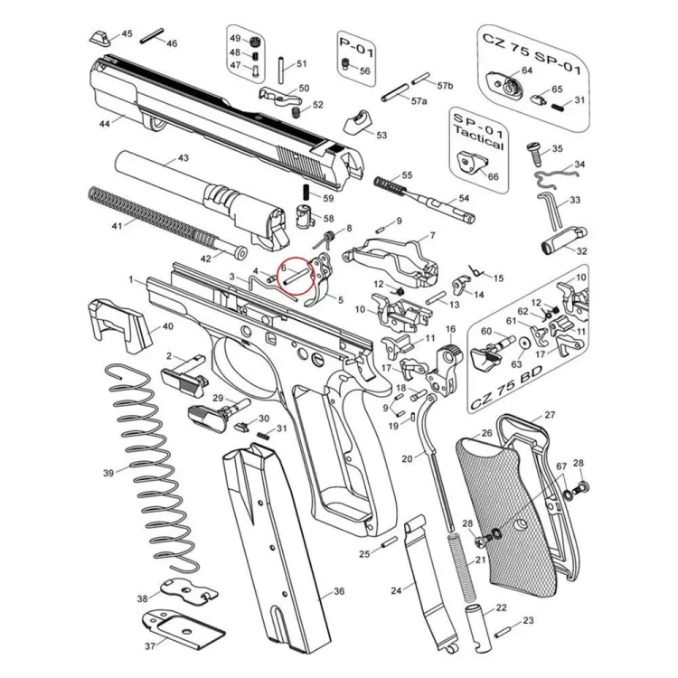 Pin blokujący spust Eemann Tech CZ Shadow 1/2, 75