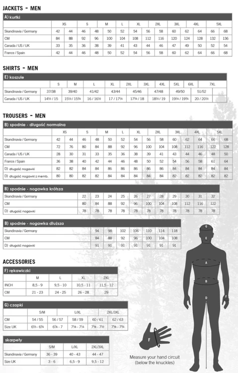 Tabela rozmiarów Deerhunter