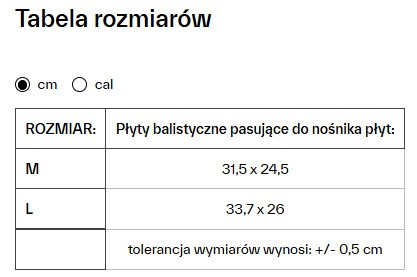 Rozmiarówka Helikon kamizelki