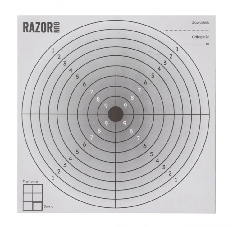 Tarcze strzeleckie RazorGun 14x14 – zestaw 100 sztuk
