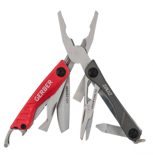 Multitool Gerber Dime czerwony – widok z boku