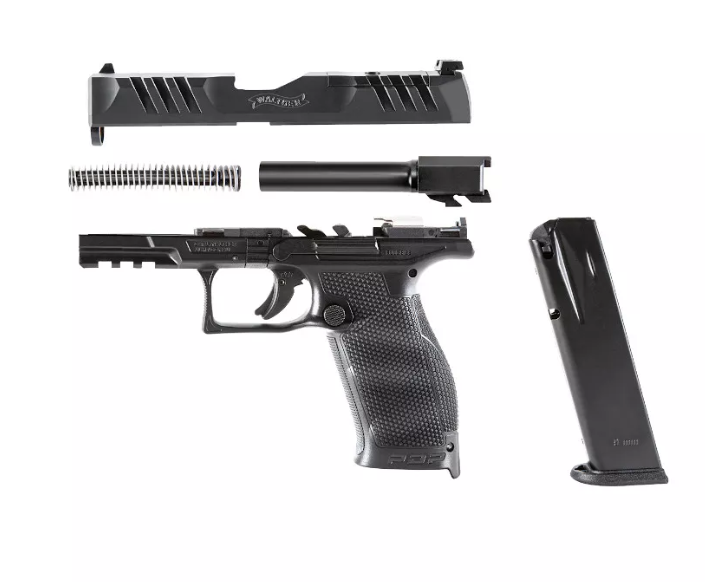 WALTHER PDP Compact 9mm, widok na zamek i nacięcia.