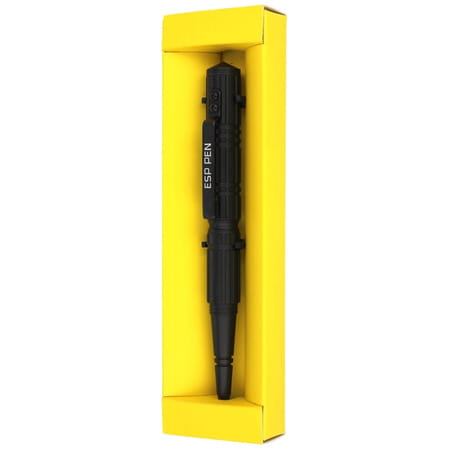Długopis ESP Tactical Pen z widoczną karbowaną obudową z aluminium lotniczego.
