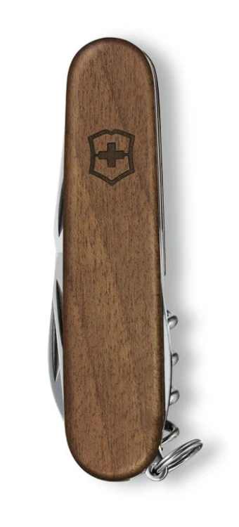 Scyzoryk Victorinox Huntsman Wood  z okładzinami z drewna orzecha włoskiego.